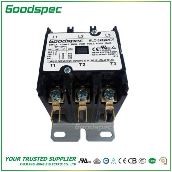 products-HLC-3XQ02CY-002.jpg C-3XQ02CY(3P/30A/24VAC)DEFINITE PURPOSE CONTACTOR