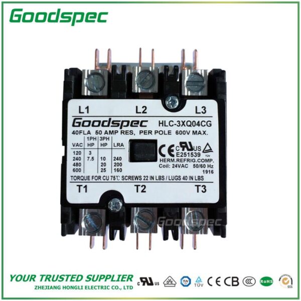 products-HLC-3XQ04CG-001.jpg HLC-3XQ04CG(3P/40A/24VAC) DEFINITE PURPOSE CONTACTOR