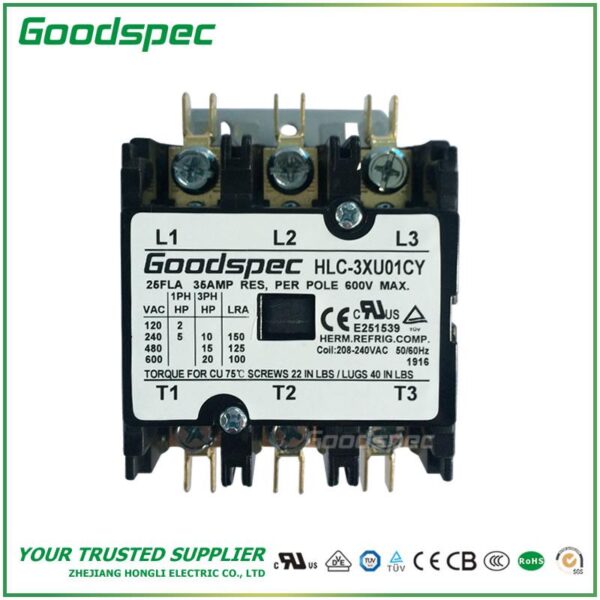 HLC-3XU01CY(3P/25A/208-240VAC)DEFINITE PURPOSE CONTACTOR