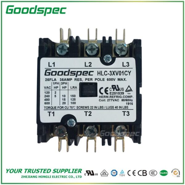 products-HLC-3XV01CY-001.jpg HLC-3XV01CY(3P/25A/277VAC)DEFINITE PURPOSE CONTACTOR
