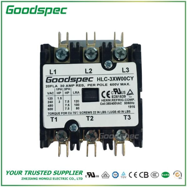 HLC-3XW00CY(3P/20A/380-400VAC)Definite Purpose Contactor