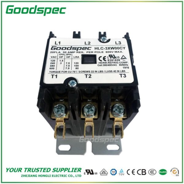 HLC-3XW00CY(3P/20A/380-400VAC)Definite Purpose Contactor