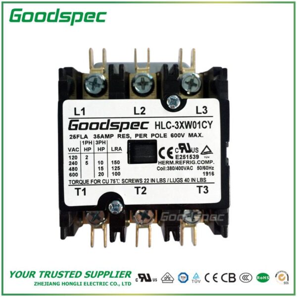 HLC-3XW01CY(3P/25A/380-400VAC)Definite Purpose Contactor