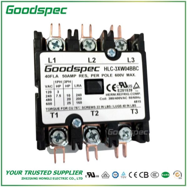 products-HLC-3XW04BBC-003.jpg HLC-3XW04BBC(3POLES/40A/380-400VAC) Definite Purpose Contactor