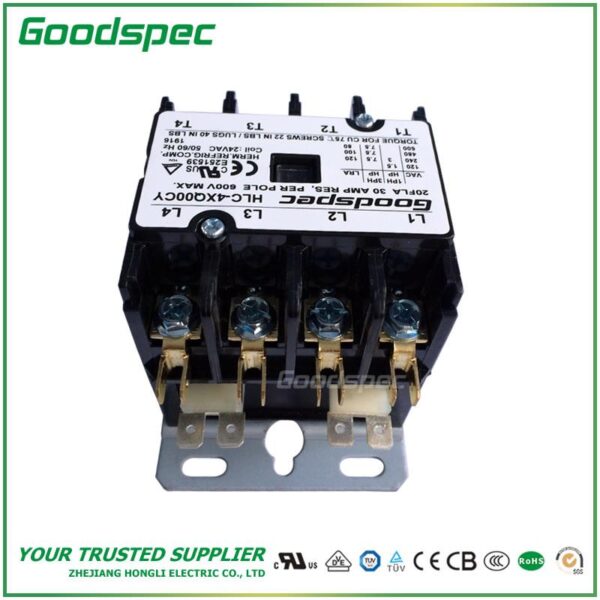 products-HLC-4XQ00CY-004.jpg HLC-4XQ00CY(4P/20A/24V) DEFINITE PURPOSE CONTACTOR