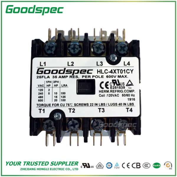 products-HLC-4XT01CY-001.jpg HLC-4XT01CY(4P/25A/120V) DEFINITE PURPOSE CONTACTOR