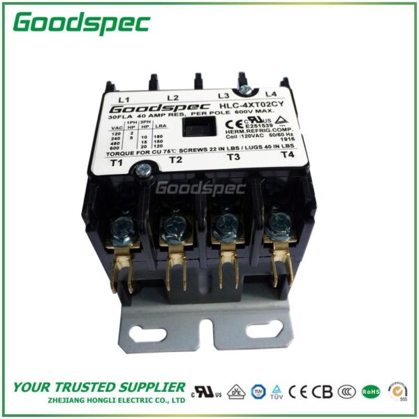 products-HLC-4XT02CY-002.jpg HLC-4XT02CY(4P/30A/120V) DEFINITE PURPOSE CONTACTOR