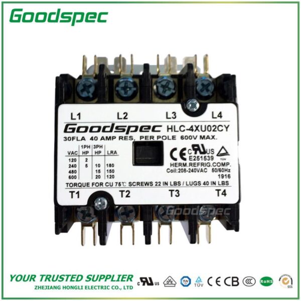 products-HLC-4XU02CY-001.jpg HLC-4XU02CY(4P/30A/208-240V) DEFINITE PURPOSE CONTACTOR