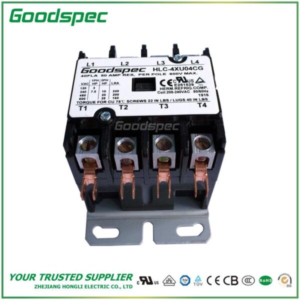 products-HLC-4XU04CG-002.jpg HLC-4XU04CG(4P/40A/208-240V) DEFINITE PURPOSE CONTACTOR