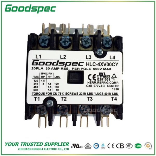products-HLC-4XV00CY-001.jpg HLC-4XV00CY(4P/20A/277V)DEFINITE PURPOSE CONTACTOR
