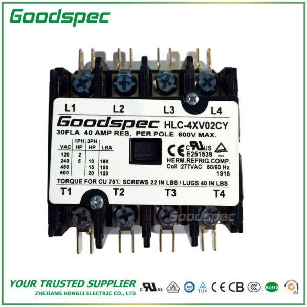 products-HLC-4XV02CY-001.jpg HLC-4XV02CY(4P/30A/277V)DEFINITE PURPOSE CONTACTOR